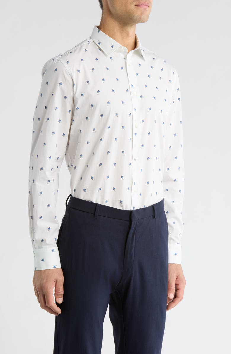 Paul Smith Tailored Fit Floral Organic Cotton Dress Shirt, Alternate, color, White