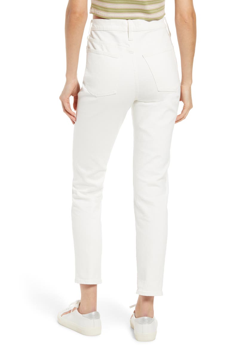 High Waist Slim Boyfriend Jeans, Alternate, color, TILE WHITE