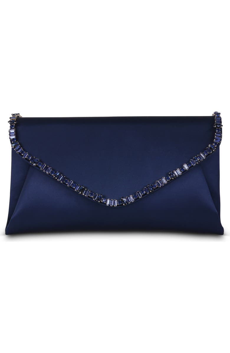 Jewel Badgley Mischka Mika Mix Crystal Neckline Envelope, Main, color, Navy