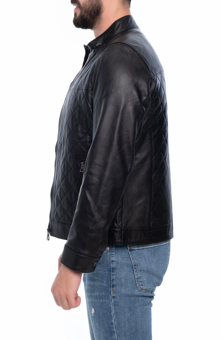 VELLAPAIS Leola Diamond Quilted Leather Jacket, Alternate, color, Black