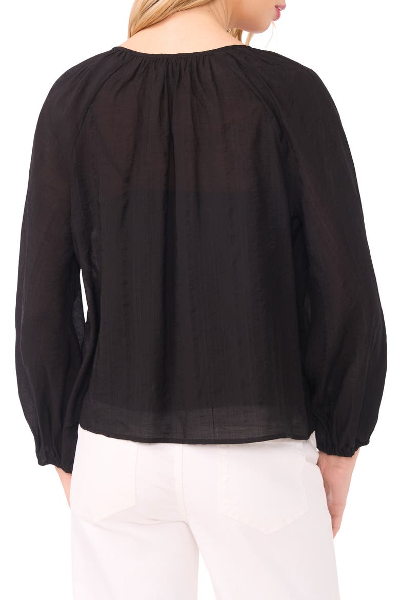 Tie Neck Ruffle Long Sleeve Top, Alternate, color, RICH BLACK