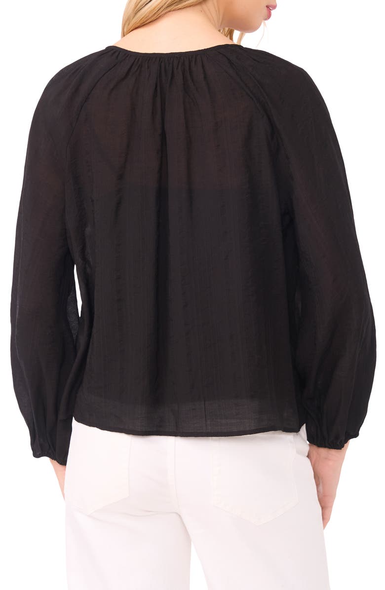 Halogen<sup>®</sup> Tie Neck Ruffle Long Sleeve Top, Alternate, color, Rich Black