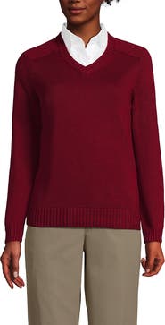 Lands' End School Uniform Young  Cotton Modal V-neck Sweater