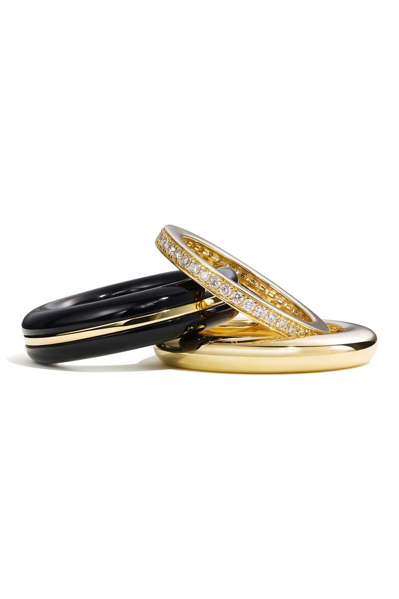 Set of 3 Stack Rings, Alternate, color, BLACK/ YELLOW GOLD