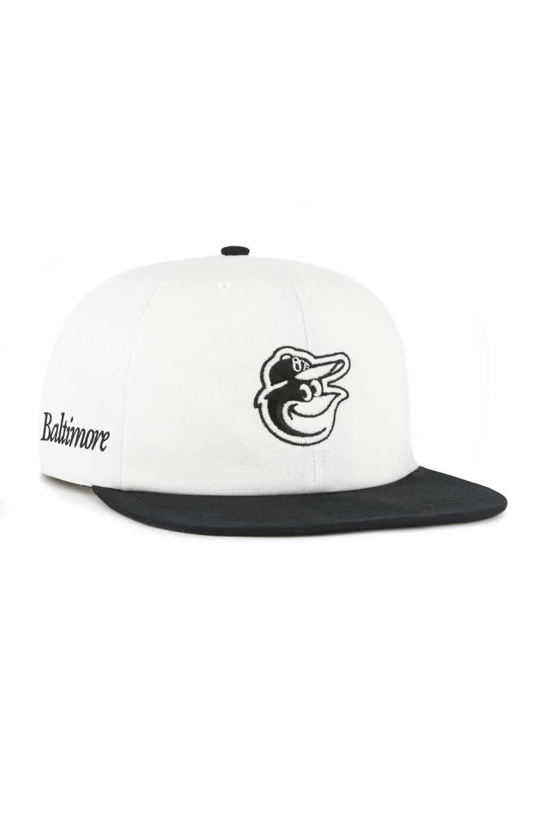 Men's '47 White/Black Baltimore Orioles Foundation Captain Snapback Hat, Main, color, White