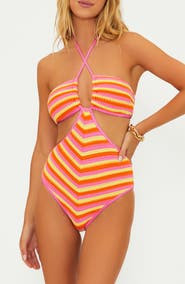 Beach Riot Pamela Stripe Cotton Blend One-Piece Swimsuit
