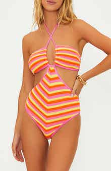 Beach Riot Pamela Stripe Cotton Blend One-Piece Swimsuit