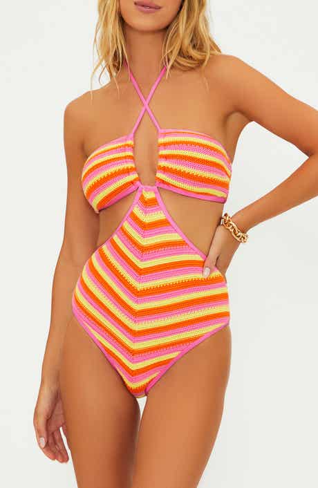 Beach Riot Pamela Stripe Cotton Blend One-Piece Swimsuit