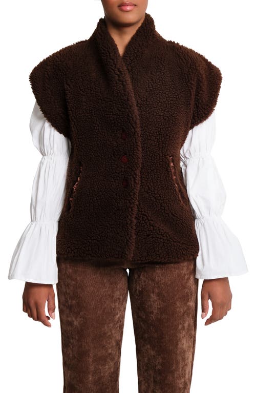 The Lulo Project Bolsa Faux Shearling Vest In Brown