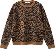 MANGO Leopard Crewneck Sweater