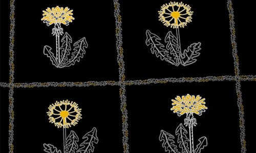 Deny Designs Dandelion Patchwork Accent Pillow In Black
