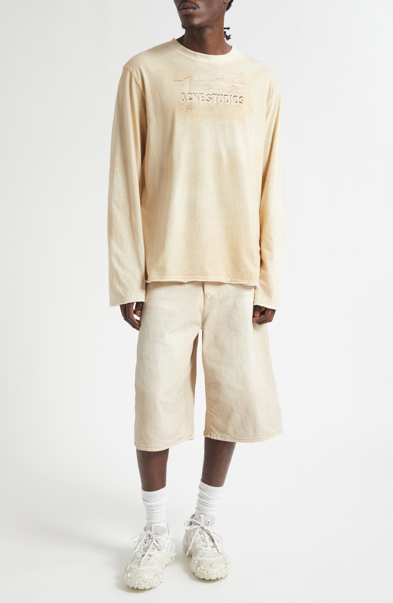 Acne Studios Logo Long Sleeve Organic Cotton Graphic T-Shirt, Alternate, color, Sand Beige