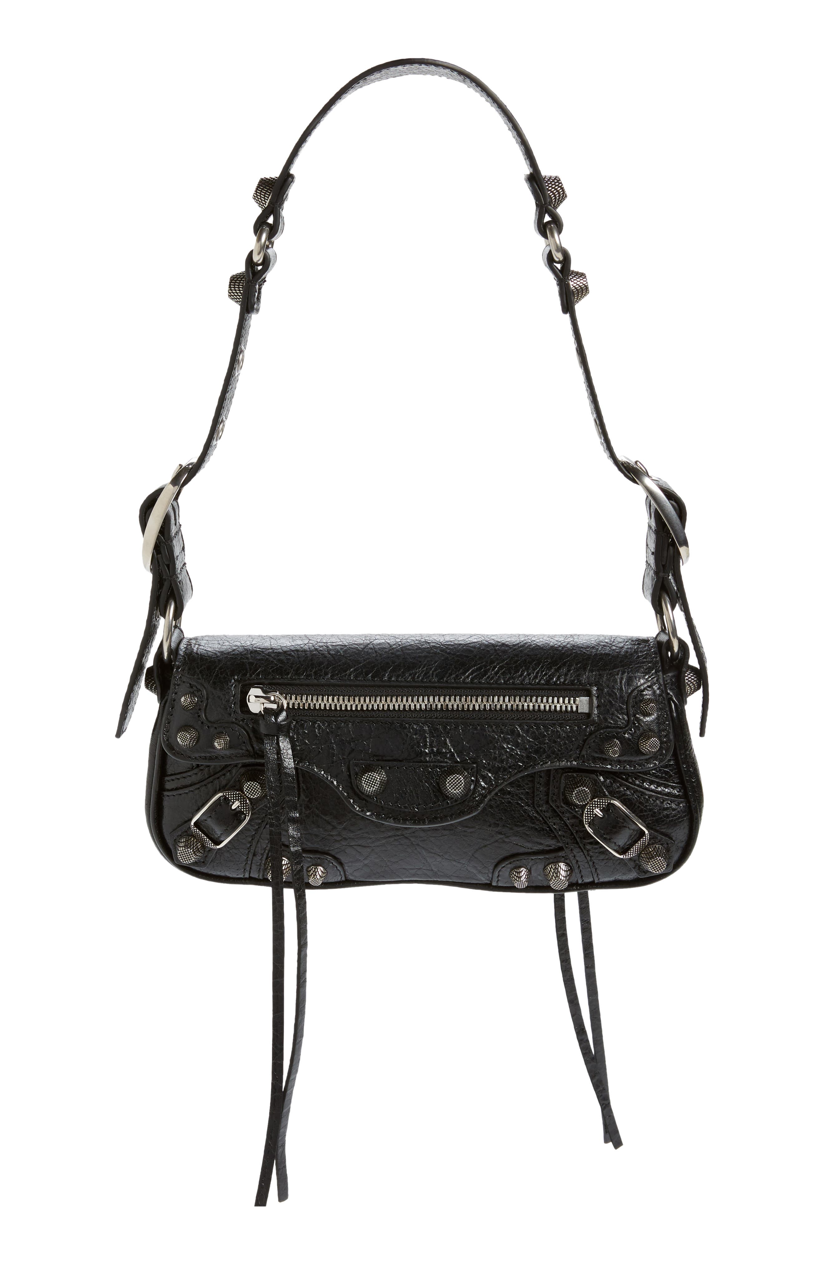 Extra Small Le Cagole Lambskin Leather Shoulder Bag, Main, color, BLACK