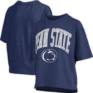 PRESSBOX Women's Pressbox Navy Penn State Nittany Lions Nelson Arch Over Logo Waist Length Oversized Slub T-Shirt