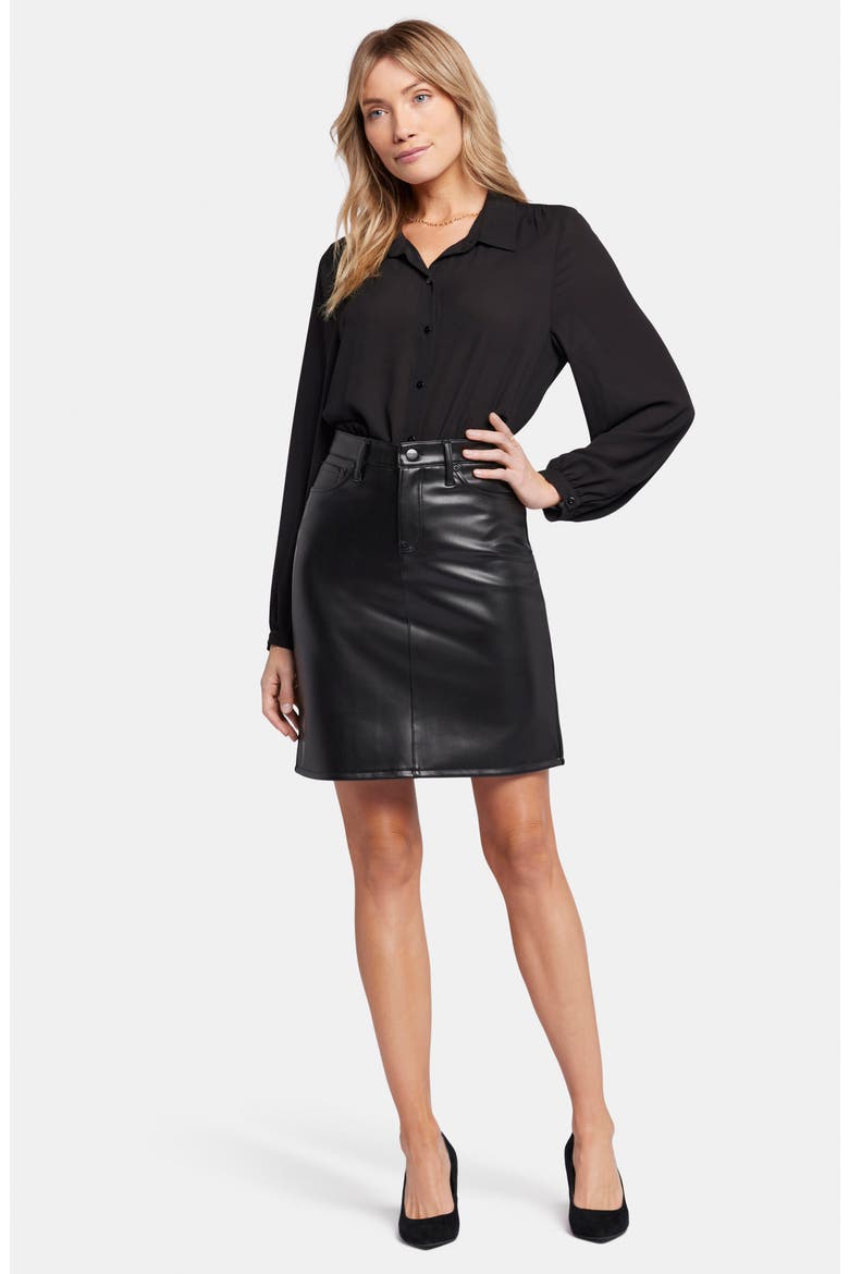 Sculpt-Her Five-Pocket Faux Leather Skirt, Alternate, color, BLACK