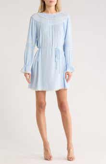 WAYF Lace Trim Long Sleeve Dress