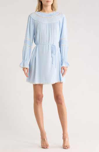 WAYF Lace Trim Long Sleeve Dress