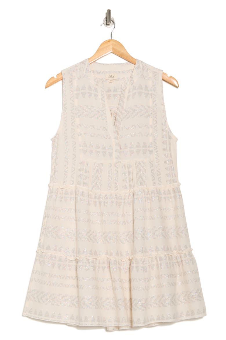 Metallic Jacquard Cover-Up Minidress, Alternate, color, NATURAL ON NAT ARROW