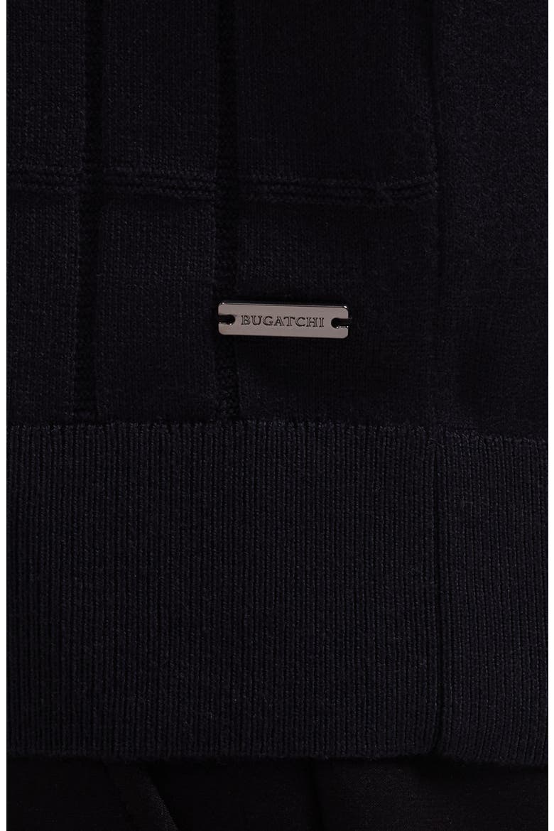 Textured Grid Polo Sweater, Alternate, color, BLACK
