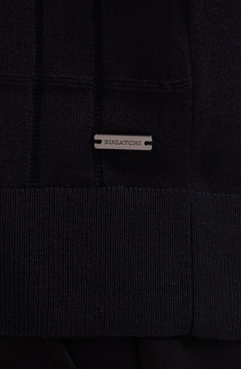 Bugatchi Textured Grid Polo Sweater, Alternate, color, Black