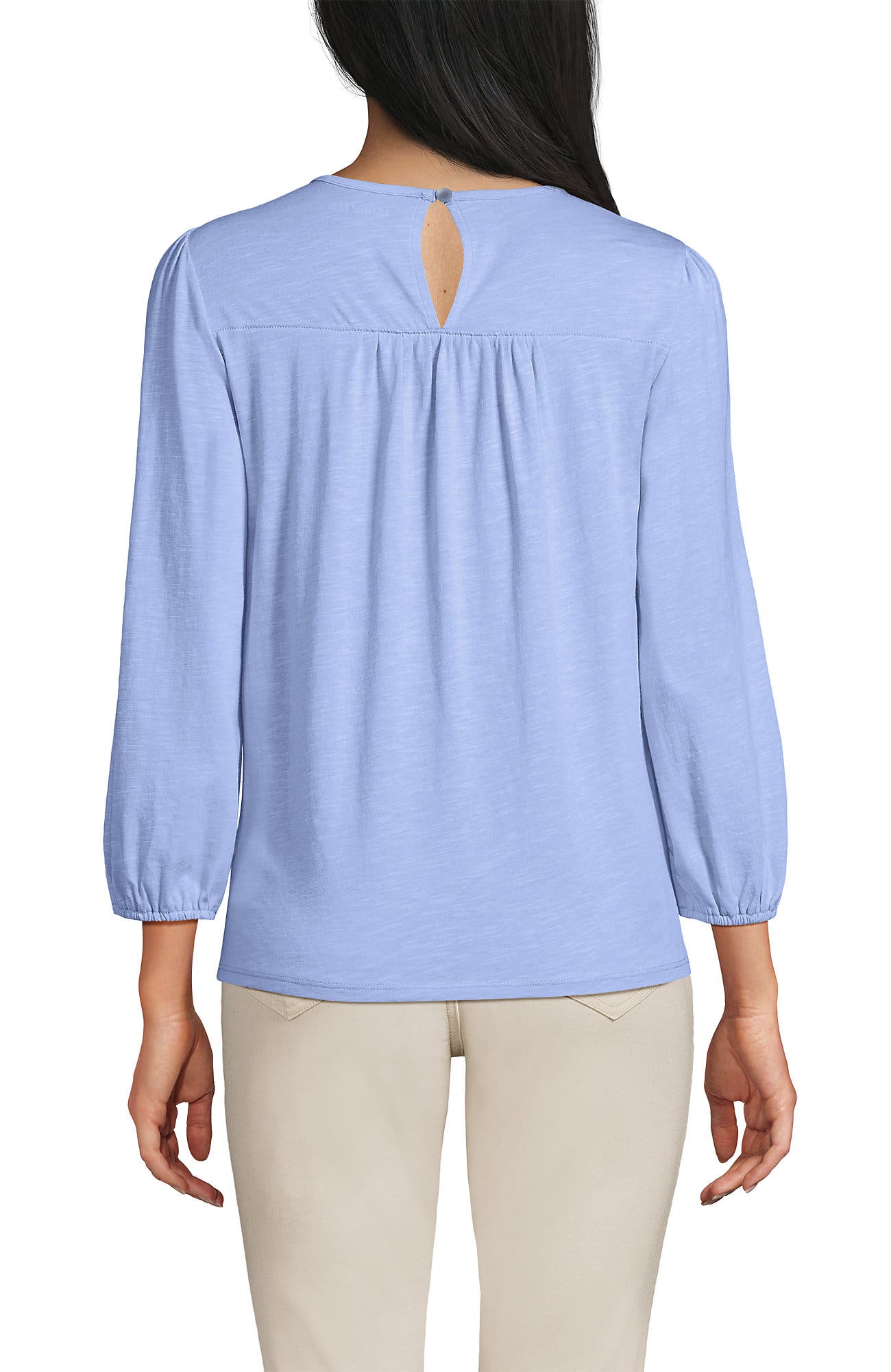 3/4 Sleeve Eyelet Mix Flowy Top - image 2