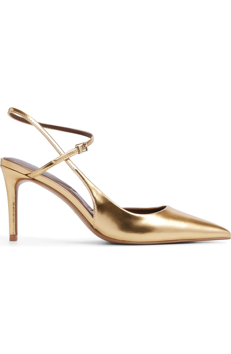 ALDO Kymmberly Ankle Strap Pointed Toe Pump, Alternate, color, Gold