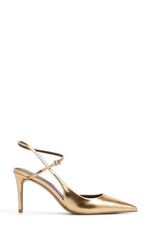 Aldo Kymmberly Ankle Strap Pointed Toe Pump In Gold