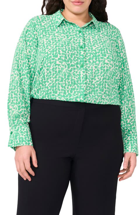Print Button-Up Shirt (Plus)