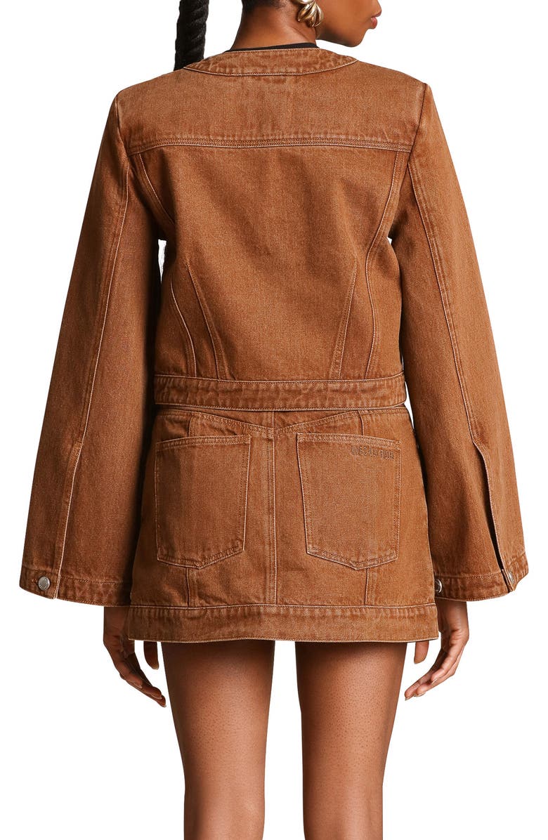 Avec Les Filles Cropped Trucker Jacket, Alternate, color, Washed Maple