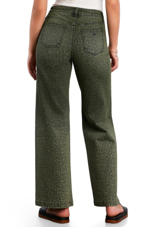 Wash Lab Denim Animal Print Straight Leg Jeans In Green