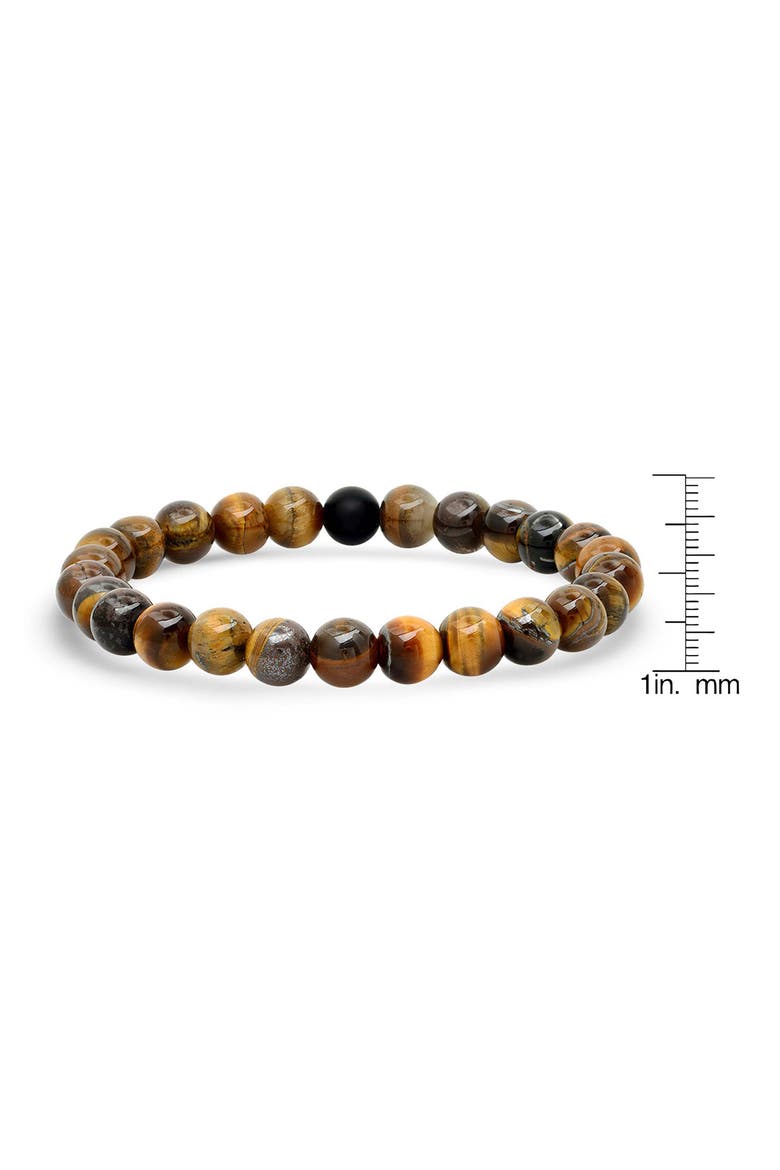 Wood & Tiger's Eye Beaded Stretch Bracelet, Alternate, color, BROWN