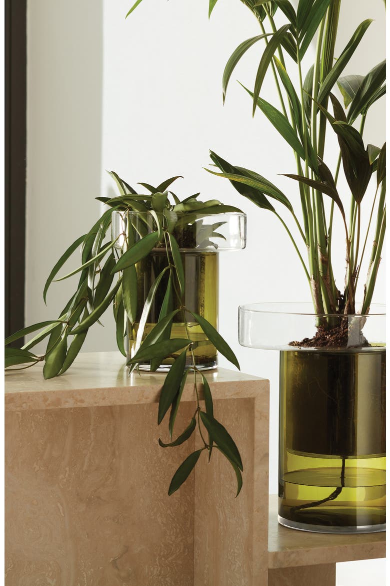 Balcony Self Watering Glass Planter, Alternate, color, GREEN