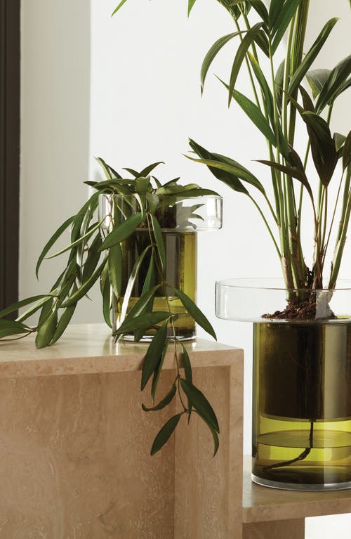 Lsa Balcony Self Watering Glass Planter In Green