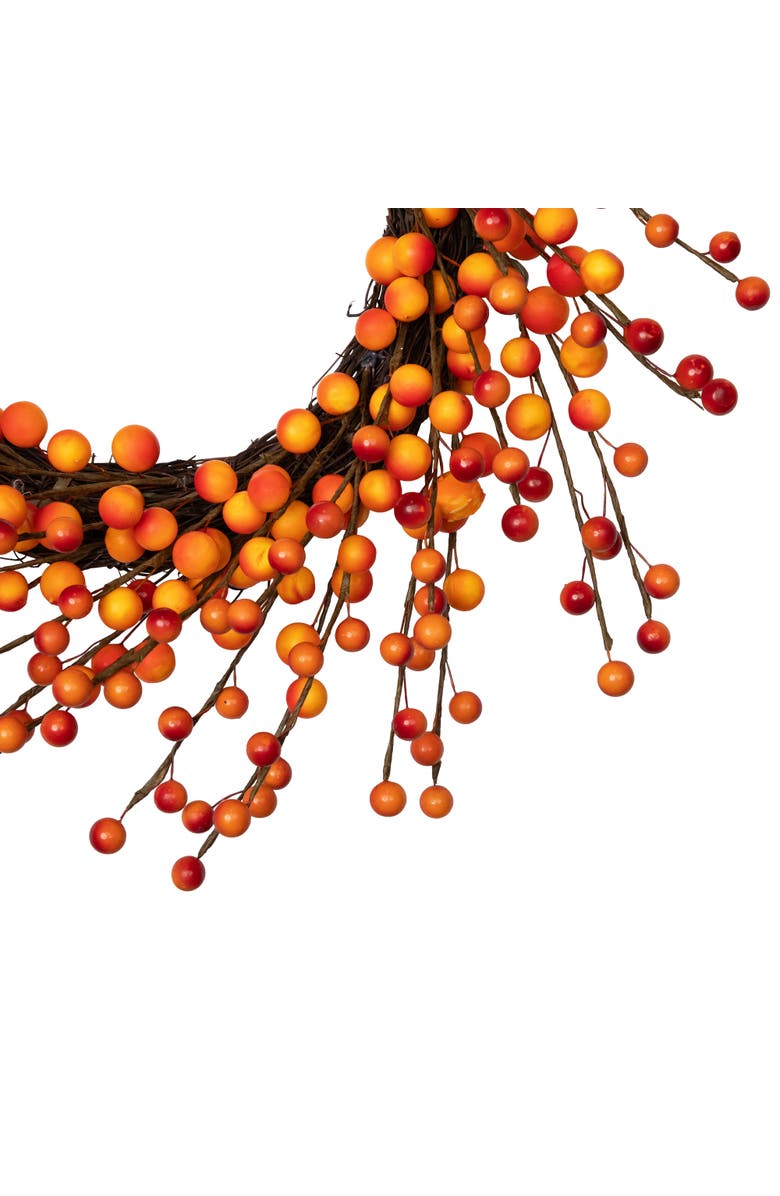 Northlight Artificial Berries Fall Harvest Twig Wreath - 14" - Orange and Red - Unlit, Alternate, color, Red