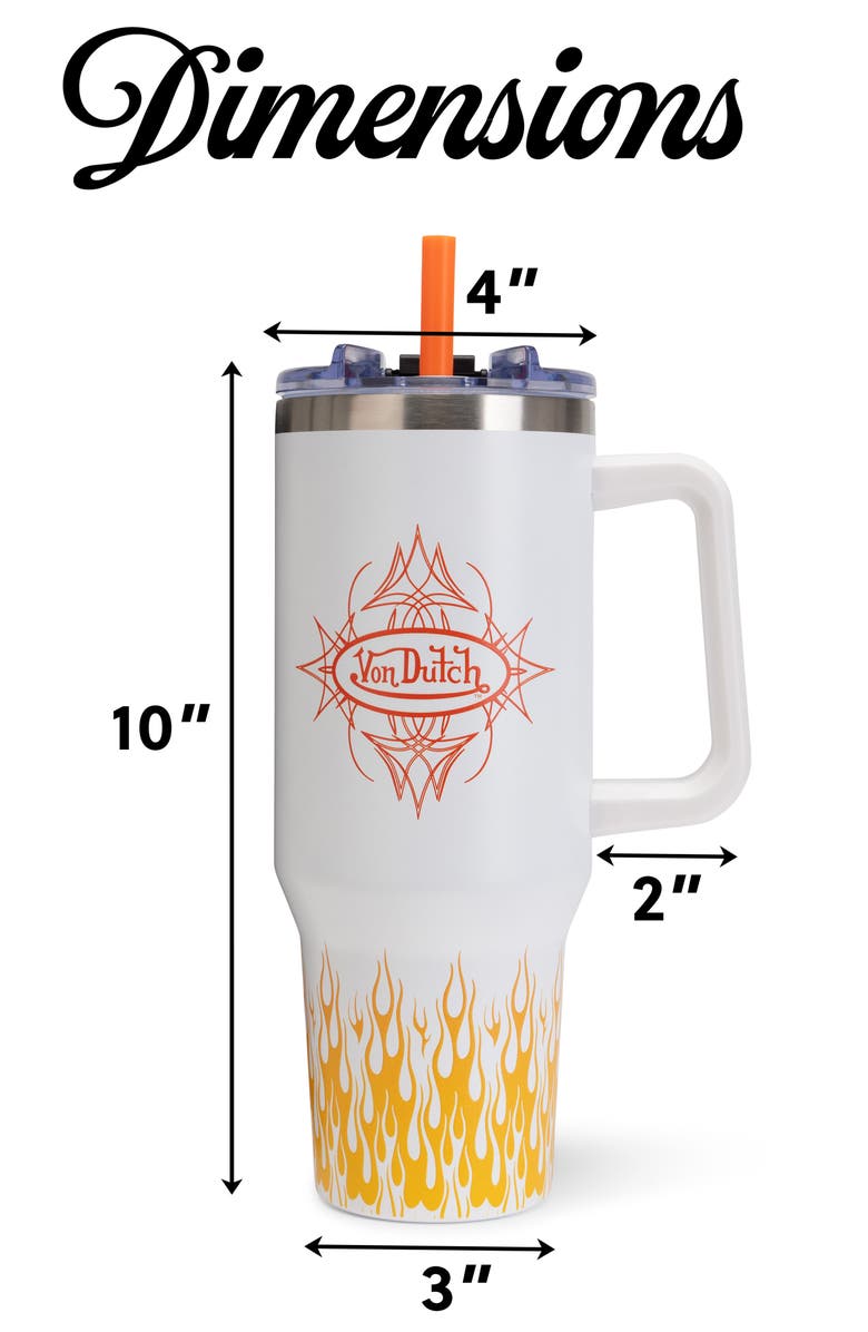 Von Dutch 40oz Double Walled Insulated Stainless Steel Tumbler, Alternate, color, White City Of Angels