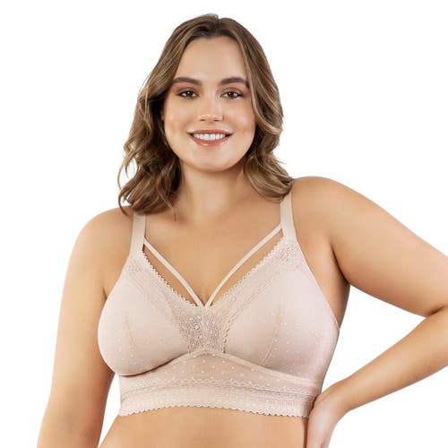 Parfait Mia Dot Wire-free Padded Mesh Bralette In Cameo Rose