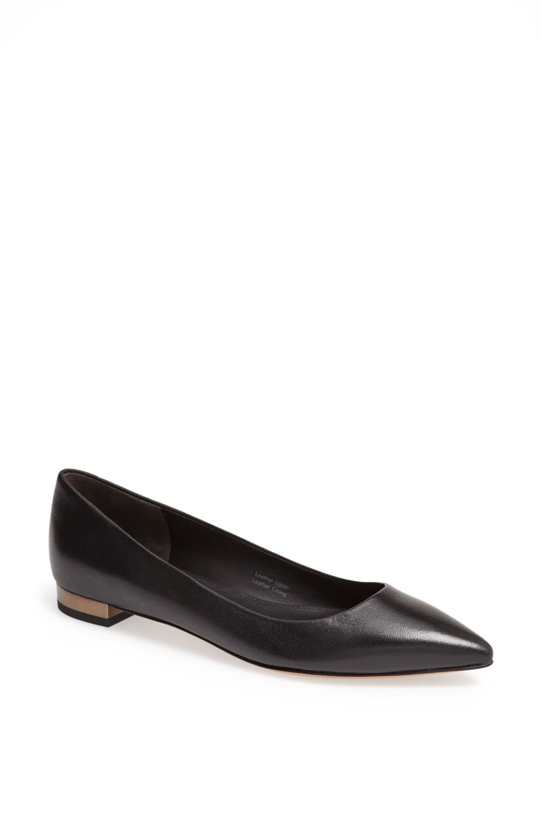 'Velvet' Flat, Main, color, BLACK/ GUNMETAL NAPPA