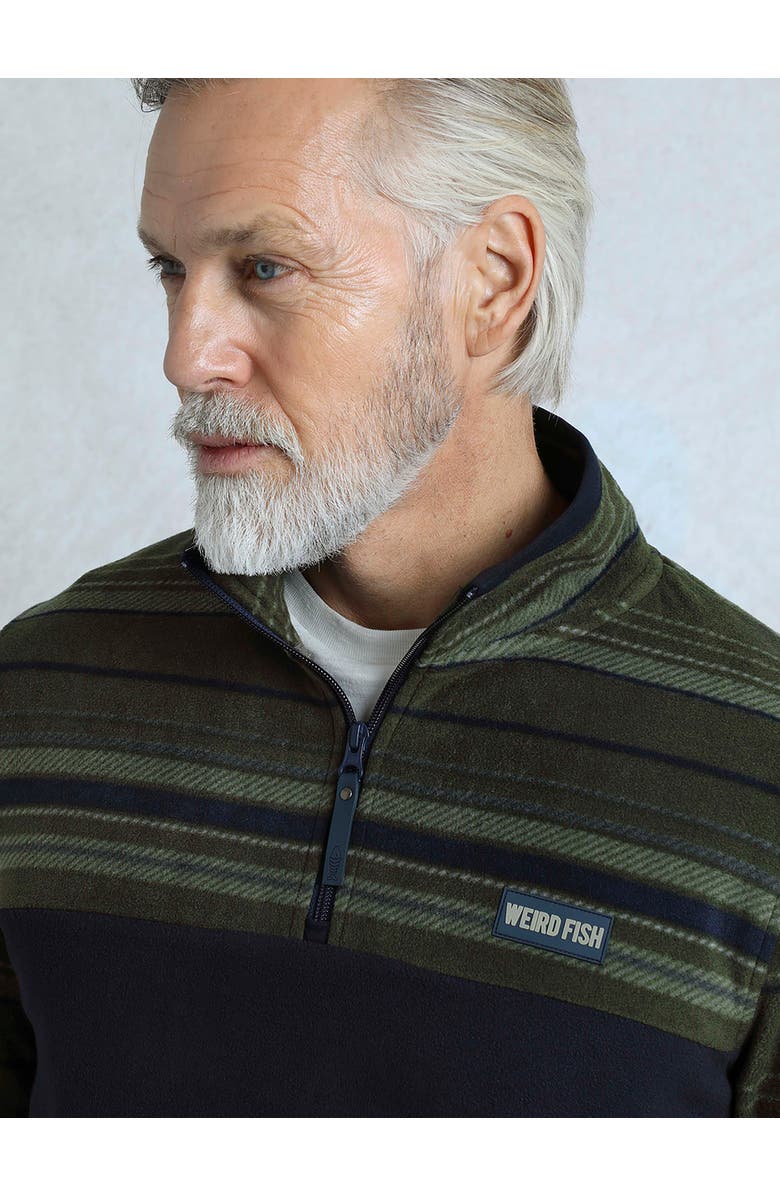 Weird Fish Gilbert 1/4 Zip Striped Microfleece, Alternate, color, Fir Green