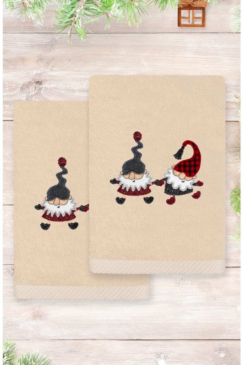 2-Piece Holiday Gnomes Turkish Cotton Hand Towel Set, Alternate, color, SAND