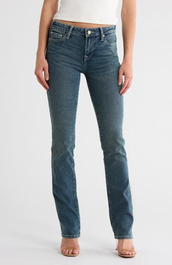 True Religion Billie Mid Rise Straight Leg Jeans In Blue