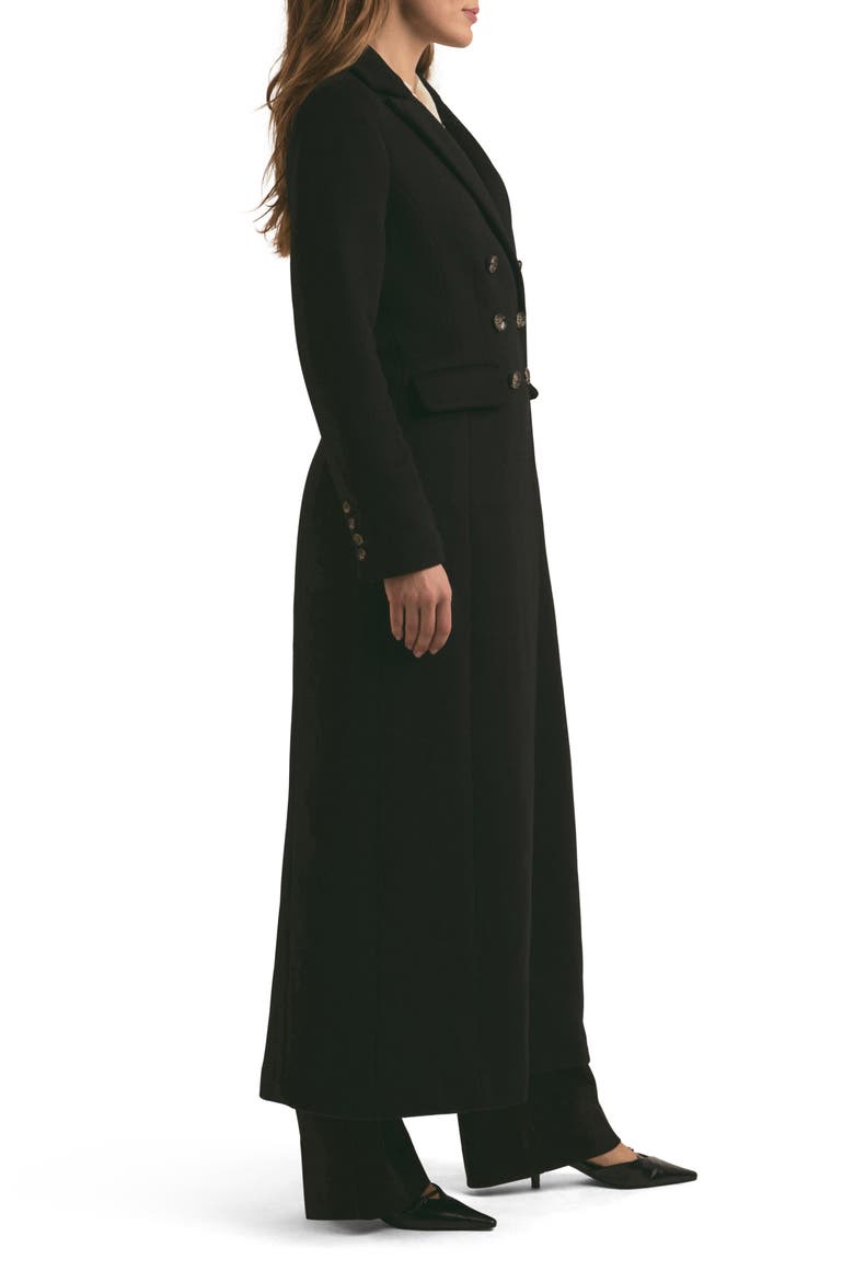 The Simon Double Breasted Longline Coat, Alternate, color, BLACK