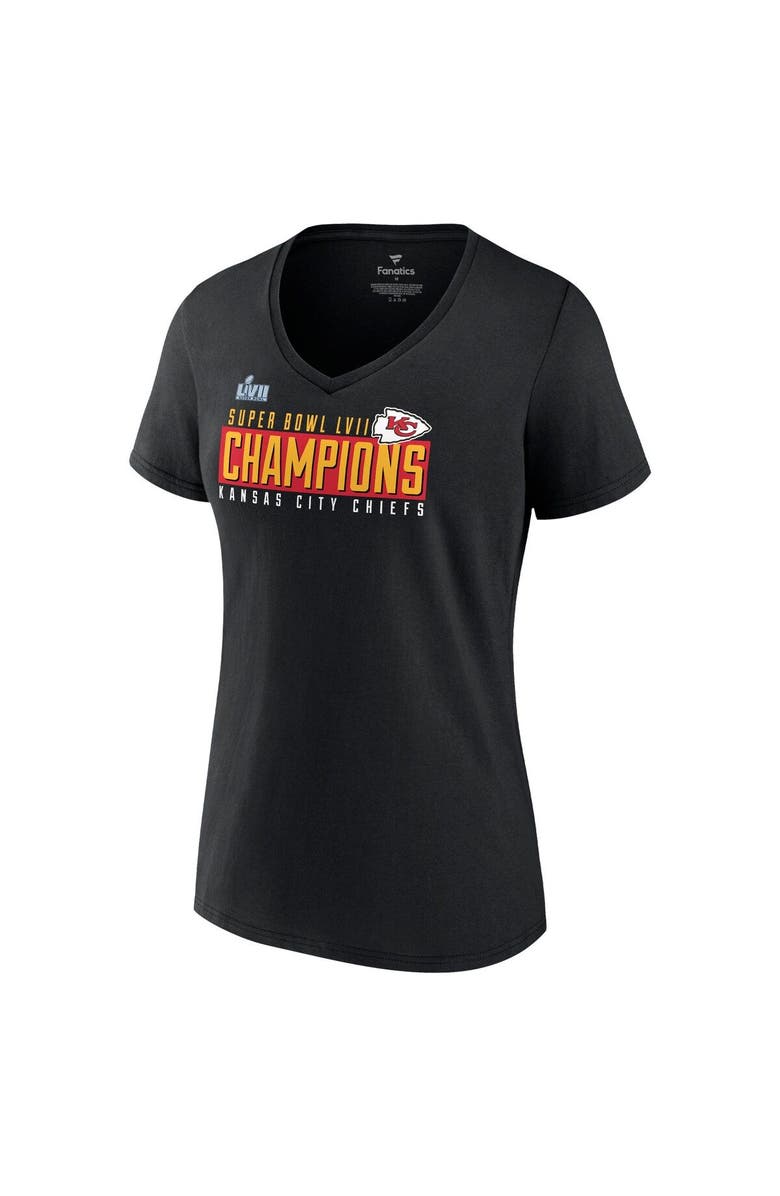 FANATICS Women's Fanatics Branded Black Kansas City Chiefs Super Bowl LVII Champions Scoreboard Showcase V-Neck T-Shirt, Alternate, color, 