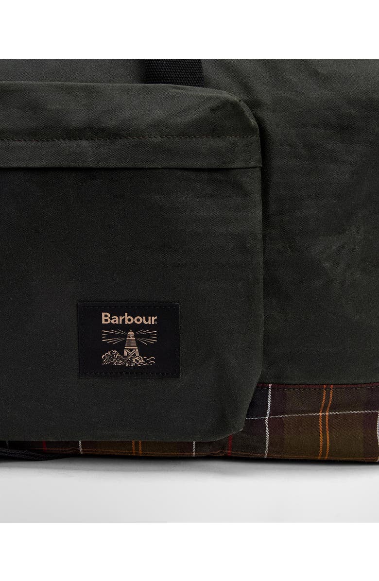 Barbour Field Water Resistant Waxed Cotton Duffle Bag, Alternate, color, Sage/ Classic