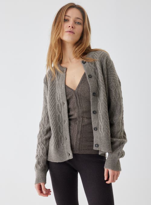 MAJESTIC MAJESTIC FILATURES YAK WOOL CABLE LONG SLEEVE CREWNECK CARDIGAN