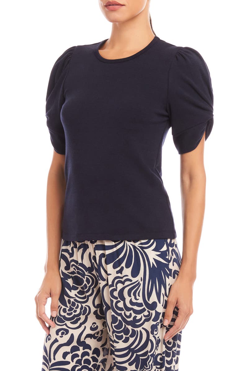 Karen Kane Twist Sleeve Top, Alternate, color, Navy