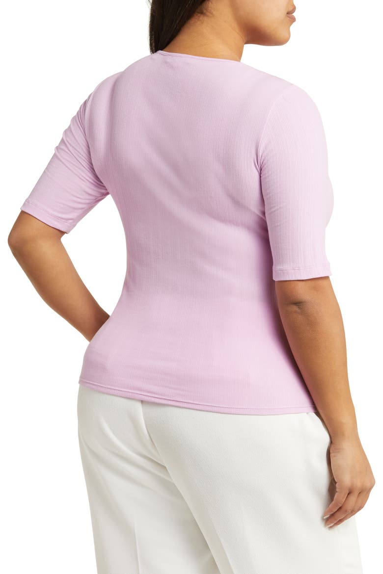 Elbow Sleeve Stretch Cotton Top, Alternate, color, PETAL NECTAR