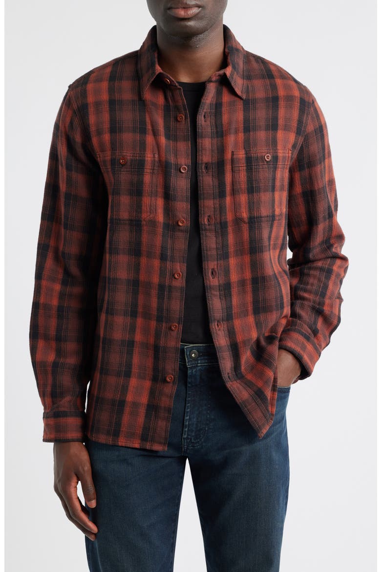 Mason Plaid Flannel Button-Up Shirt, Main, color, BURGUNDY MULTI