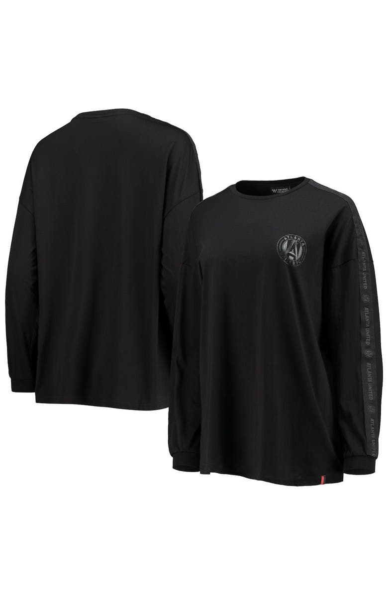THE WILD COLLECTIVE Women's The Wild Collective Black Atlanta United FC Tri-Blend Long Sleeve T-Shirt, Alternate, color, 