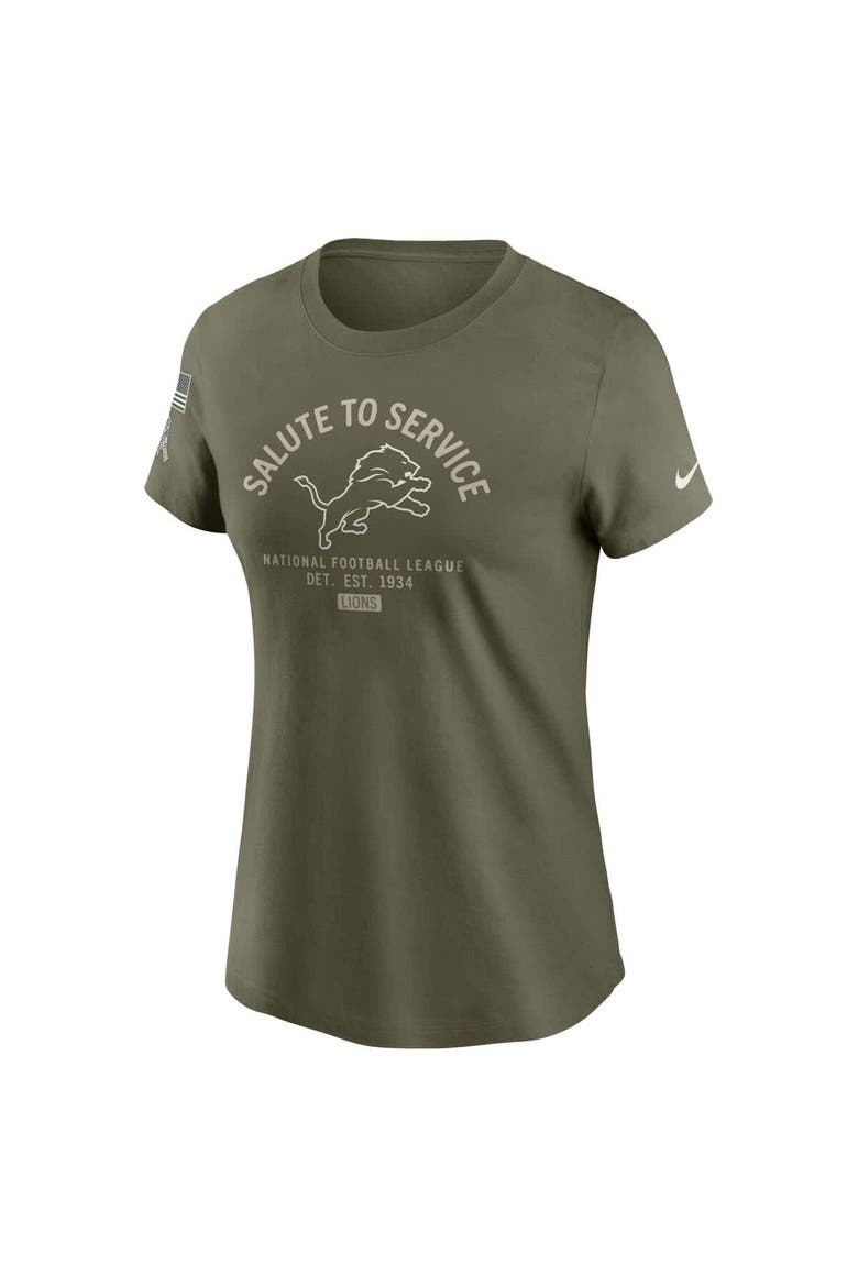 Women's Nike Olive Detroit Lions 2025 Salute to Service Sideline T-Shirt, Alternate, color, Olive