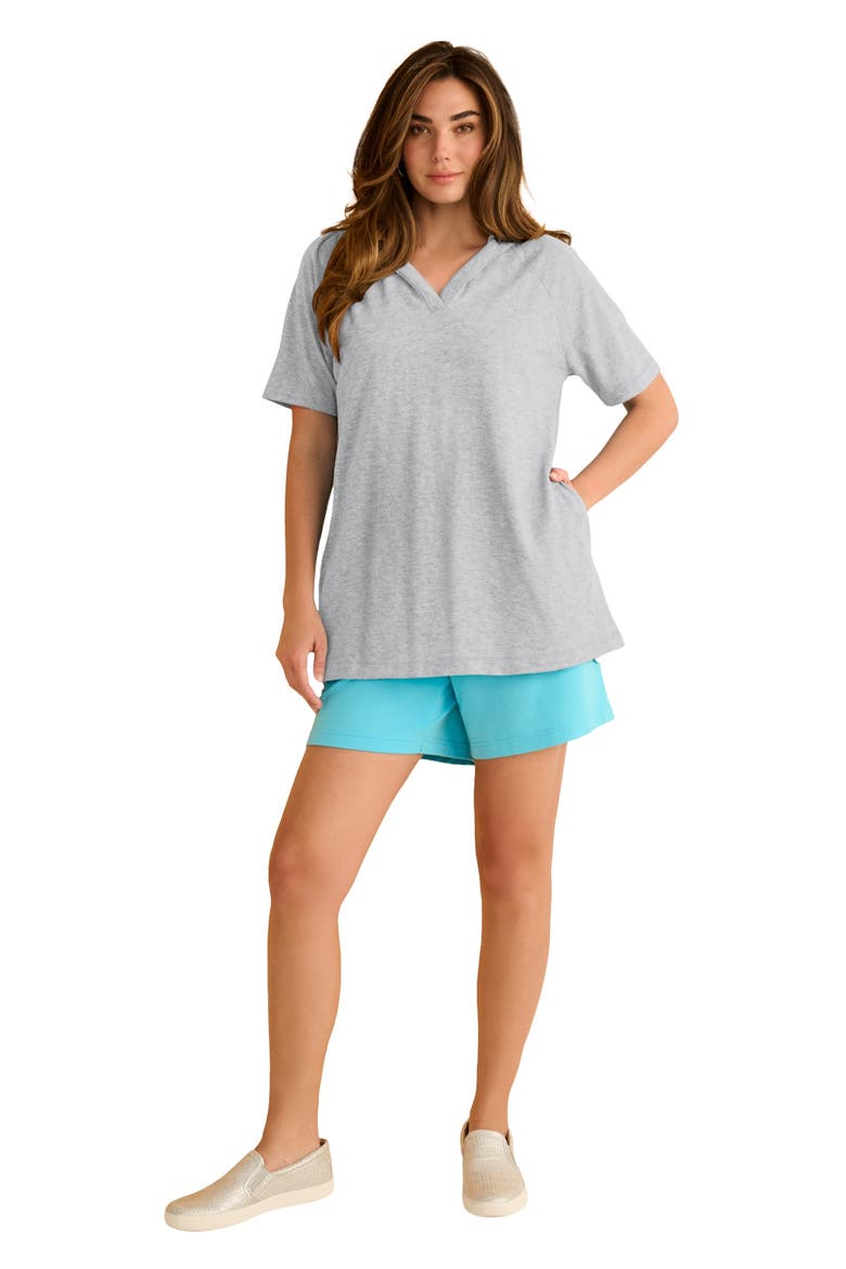 Plus Size Comfort+ Fleece V Neck Hooded Sweatshirt, Main, color, HEATHER GREY